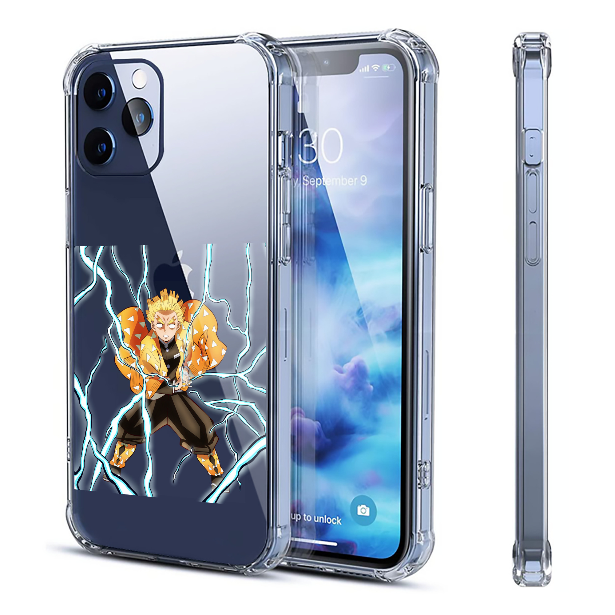 （画像用） 鬼滅の刃（きめつのやいば）我妻 善逸／あがつま ぜんいつ Agatsuma Zenitsu 【iPhone 12シリーズ対応】透明スマホケース（クリアソフトケース）